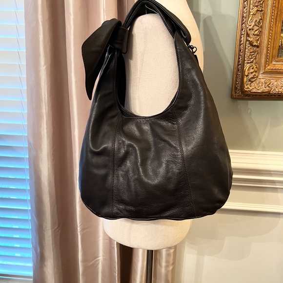 NWT Furla Zama Coffee Brown Leather Knotted Bow Hobo Style Shoulder Bag - Picture 5 of 8